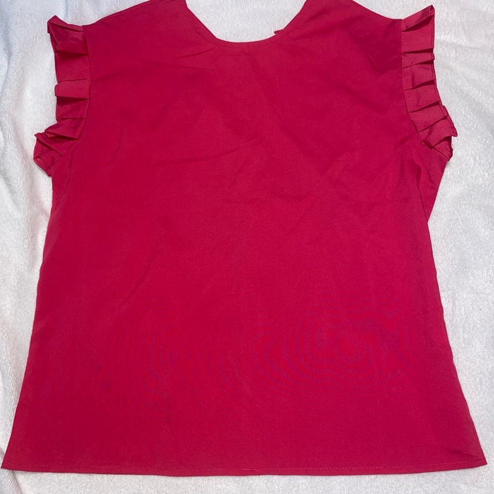 Chic Pink Ruffle Sleeve Blouse - Picture 4 of 6